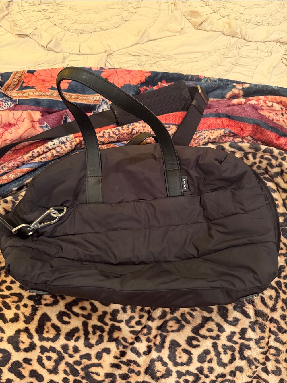 AWAY Black Quilted Nylon Shoulder Tote